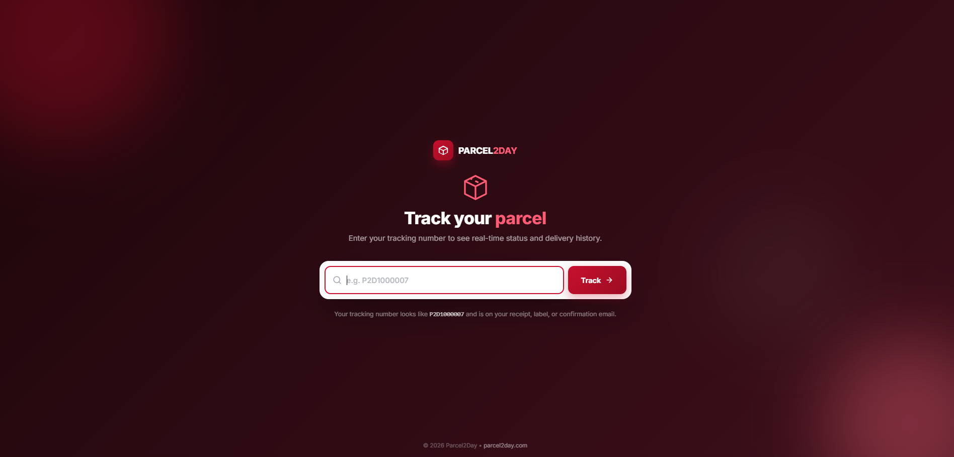 Parcel2Day parcel tracking page