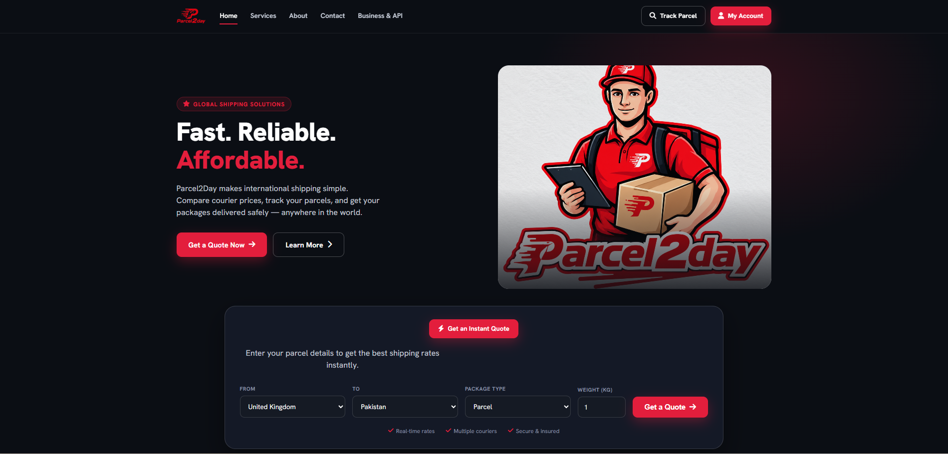 Parcel2Day website