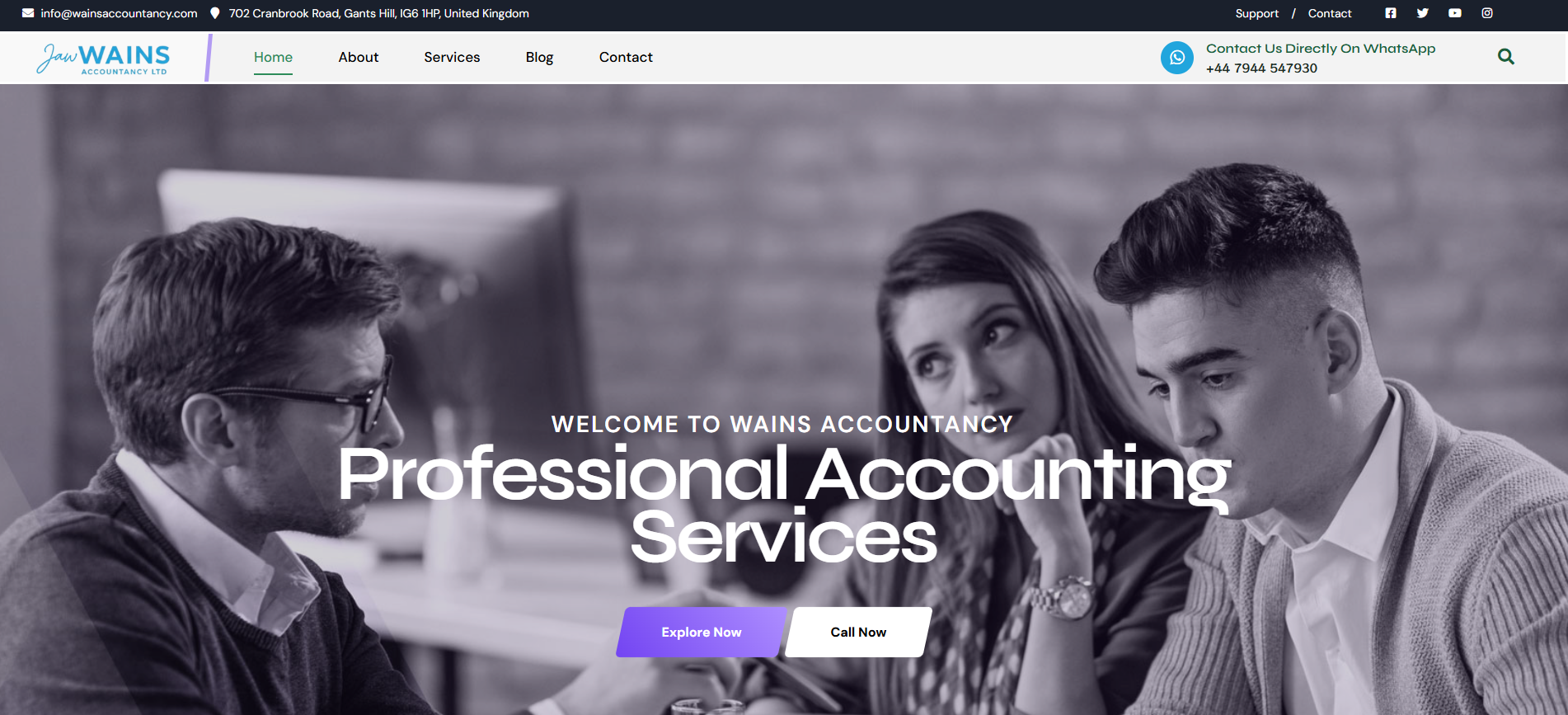 Wains Accountancy website screenshot
