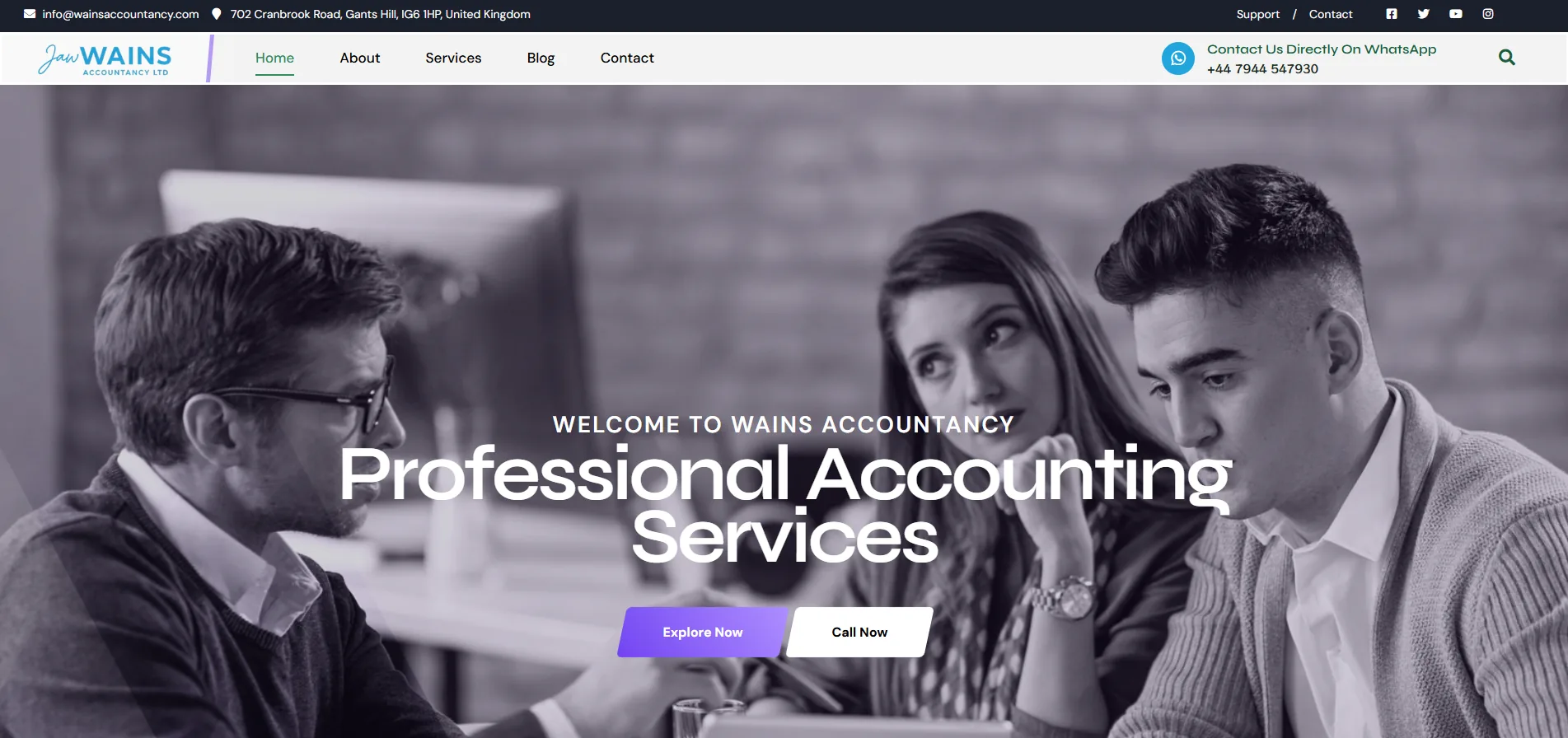 Wains Accountancy – Business Website built by Query Logix